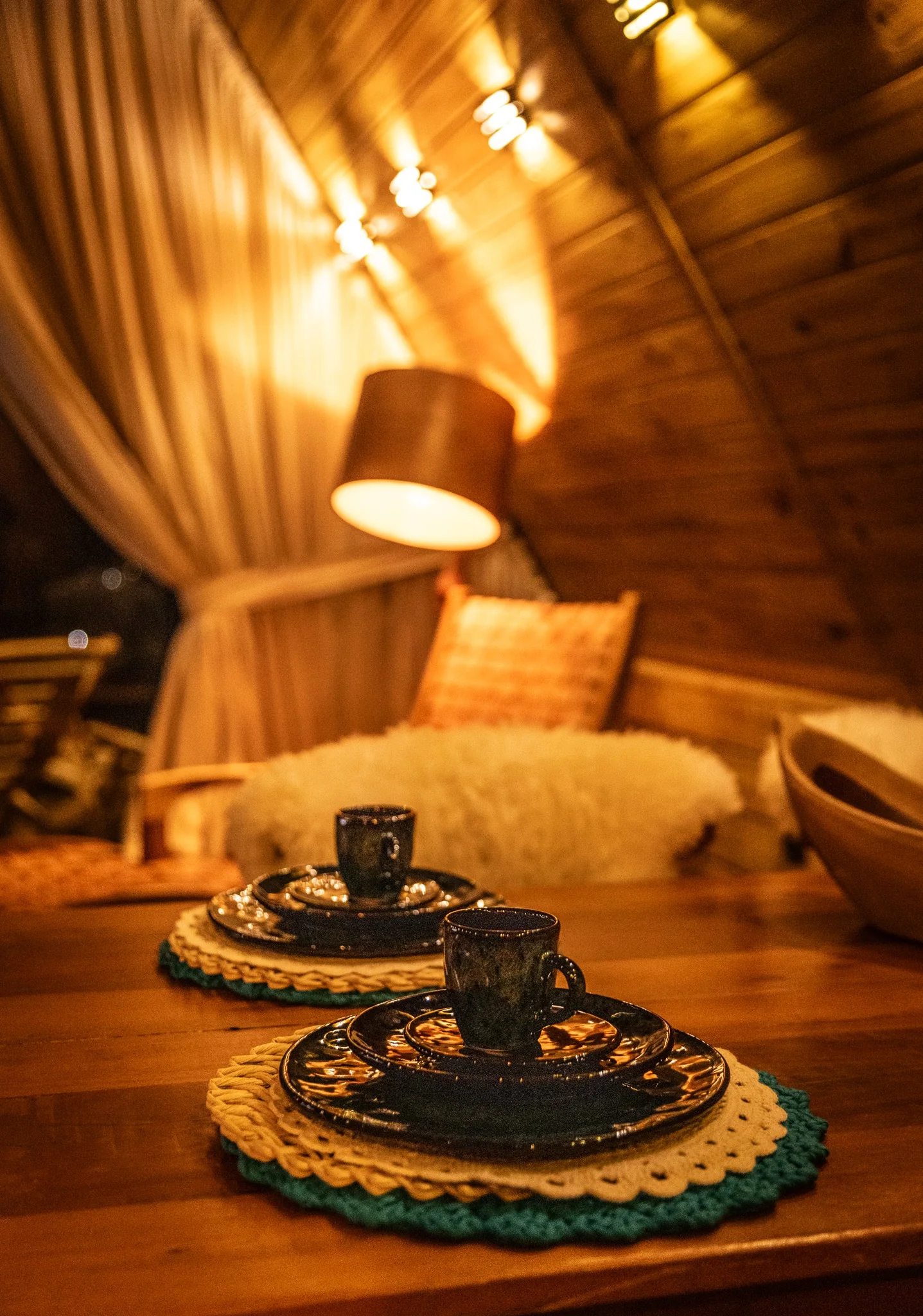 Detalhes da mesa da Cabana Alpina I